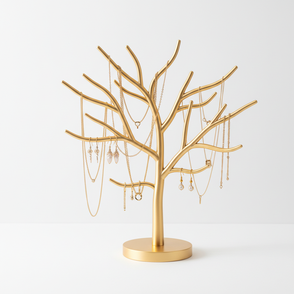 Elegant Jewelry Display Stand in Gold