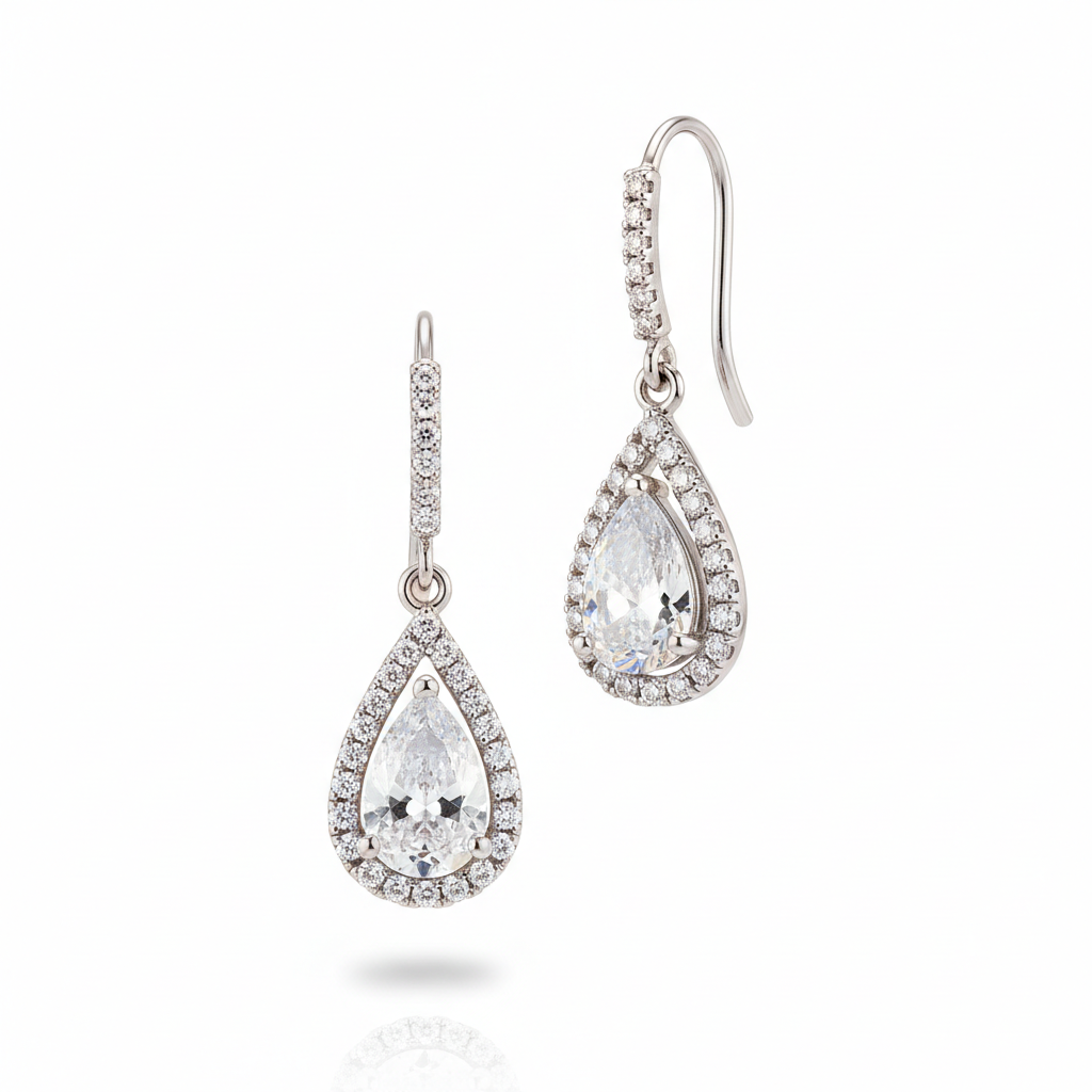 Elegant Crystal Drop Earrings in Silver