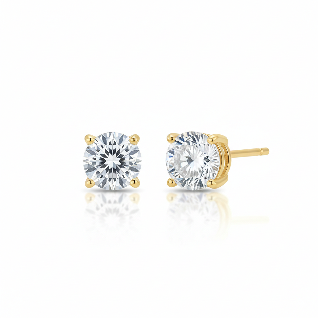 Classic Diamond Stud Earrings in Gold